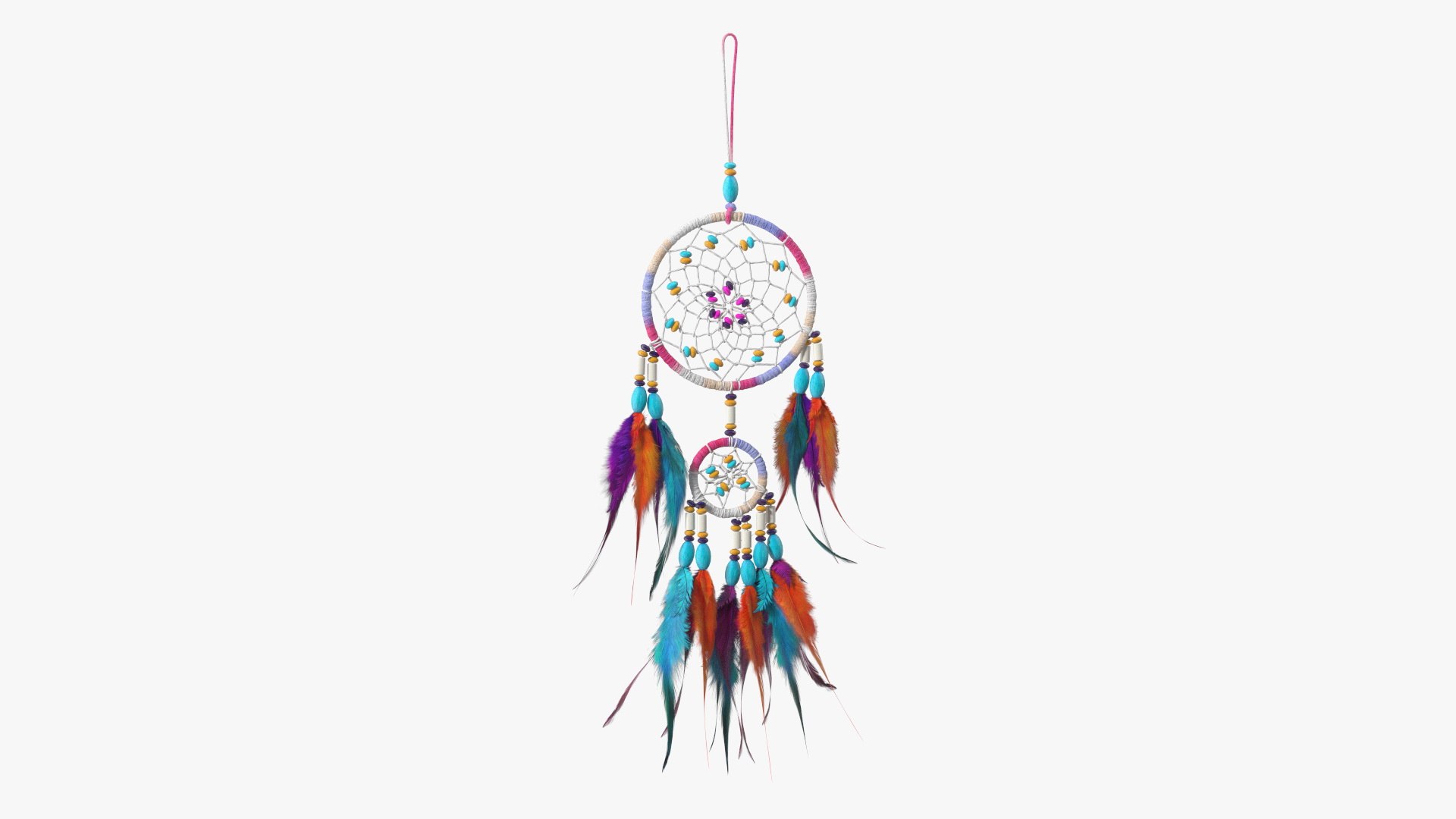 Small Dreamcatcher with Feathers 3D model preview