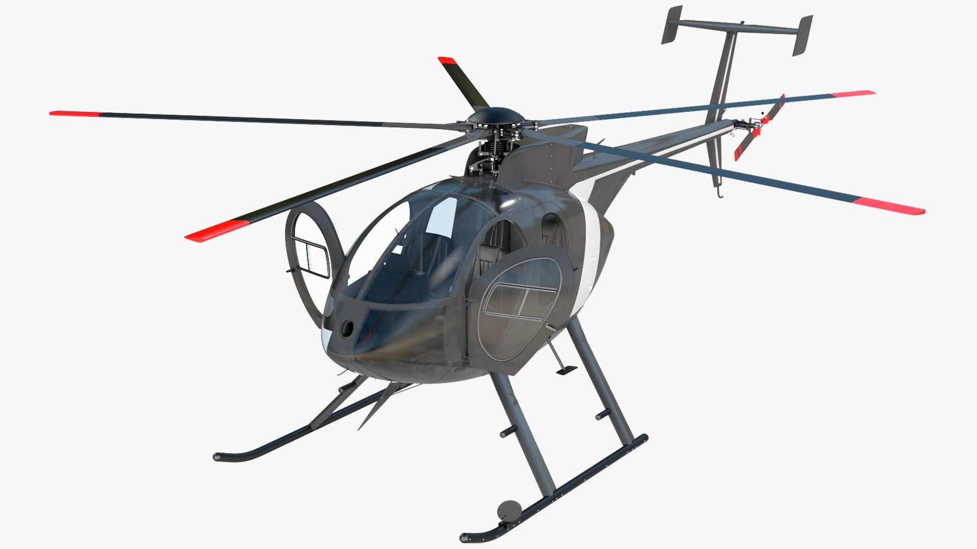 Light Utility Civilian Helicopter Rigged 3D model preview
