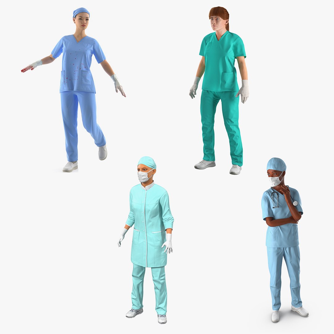 Female Rigged Doctors 3D Models Collection 3 3D model preview