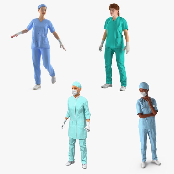 3D female doctors 3 rigged