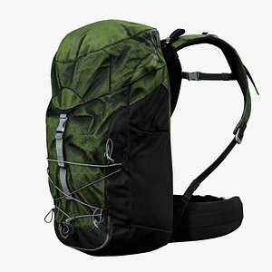 Green Hiking Backpack - Game Ready 3D Model model