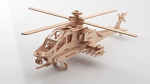 3D Wooden toy - Apache helicopter model