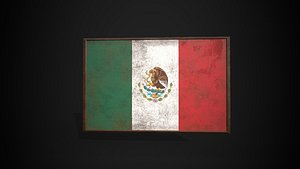 Old Picture Frame With Mexico  Flag - Game Ready PBR Low-poly 3D Model