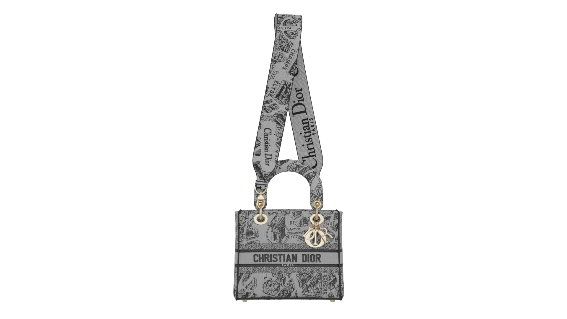 Dior Saddle Bag Gray Oblique Embroidery 3D model