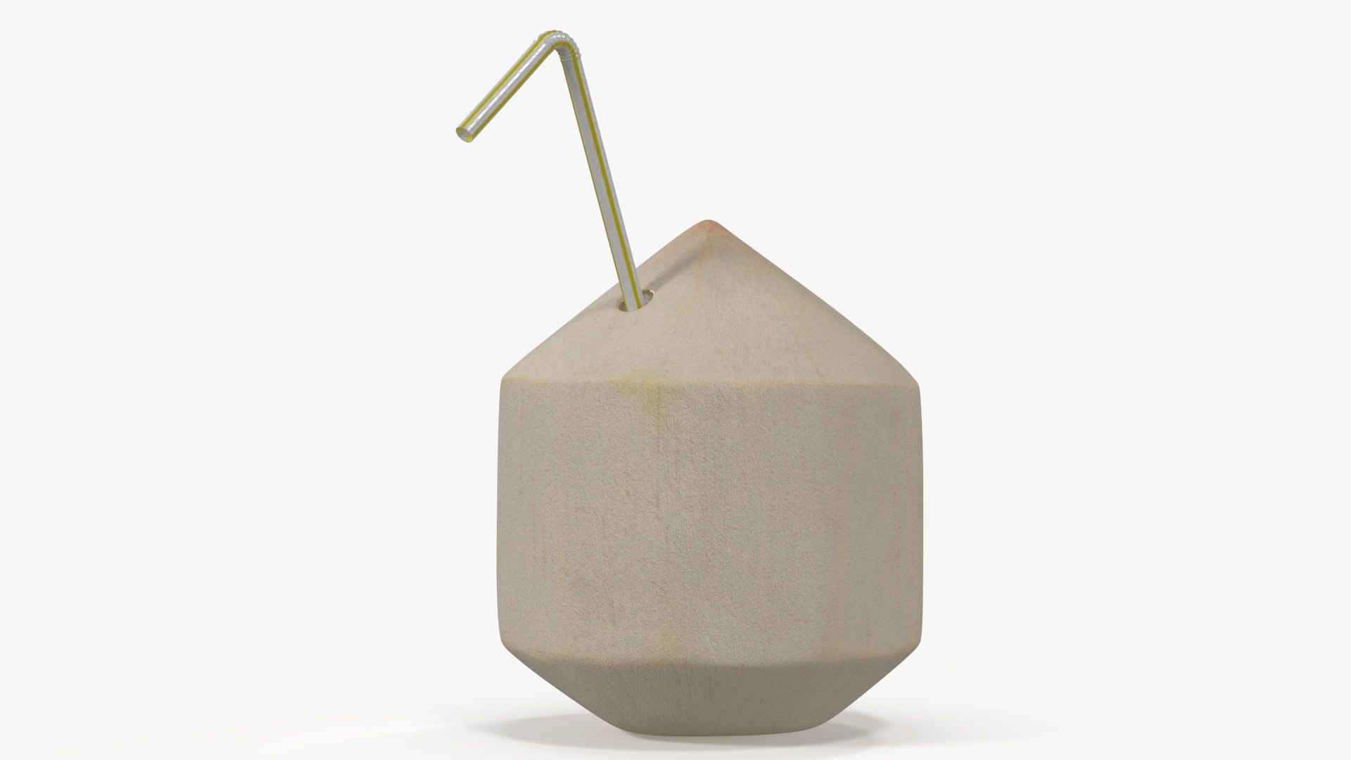 Shelled Coconut with Drink Pipe 3D model preview