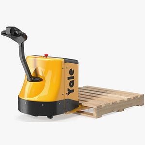 Self Propelled Electric Pallet Jack and Pallet Rigged for Maya 3D model