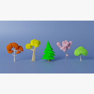 Cartoon Tree Collection Lowpoly model