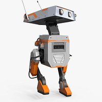 Sensor-Equipped Assistant Robot White Orange Rigged for Cinema 4D