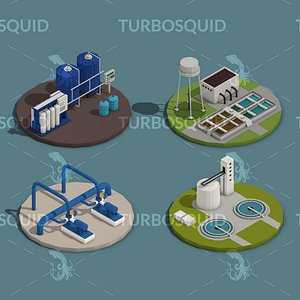 Low Poly Water Cleaning Isometric