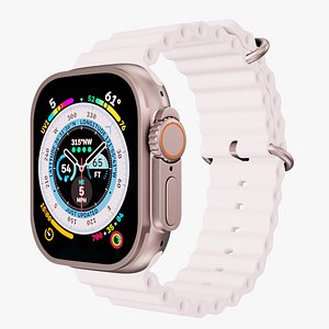 Apple Watch Ultra Titanium Case with White Ocean Band 3D model