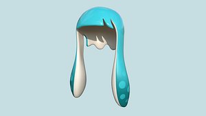 3D Inkling Hair 05 Light Blue - Splatoon Character Design