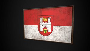 Old Picture Frame With Hanover  Flag - Game Ready PBR Low-poly 3D Model 3D