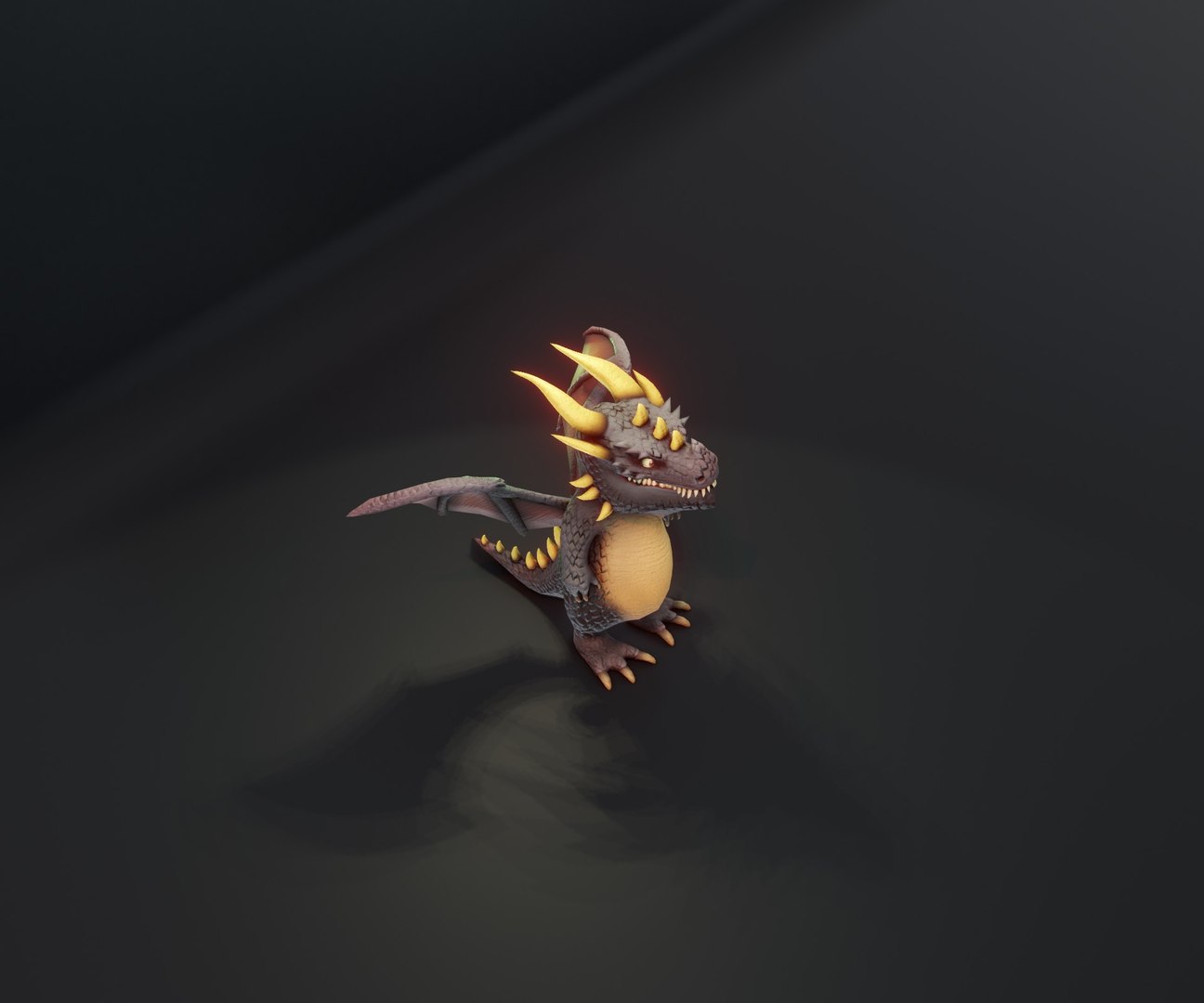 3D Model Cartoon Black Dragon Animated 3D Model With Music Sound ...