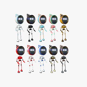 10 Cute Robot D Collection - SciFi Character Design 3D model