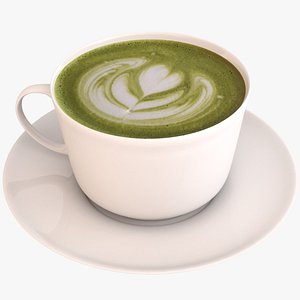 3D matcha green tea latte model