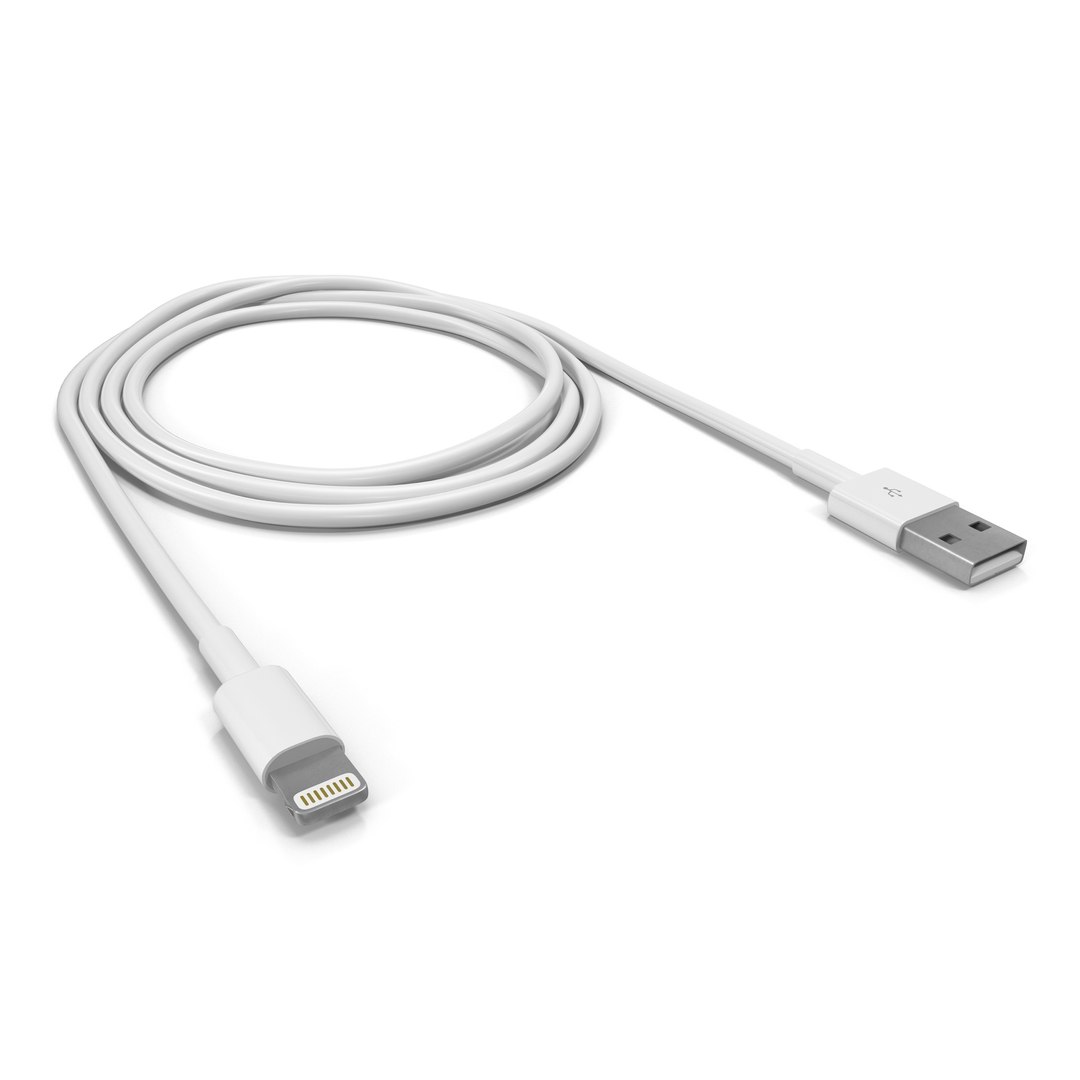 Apple Lightning to USB Cable 3D model preview