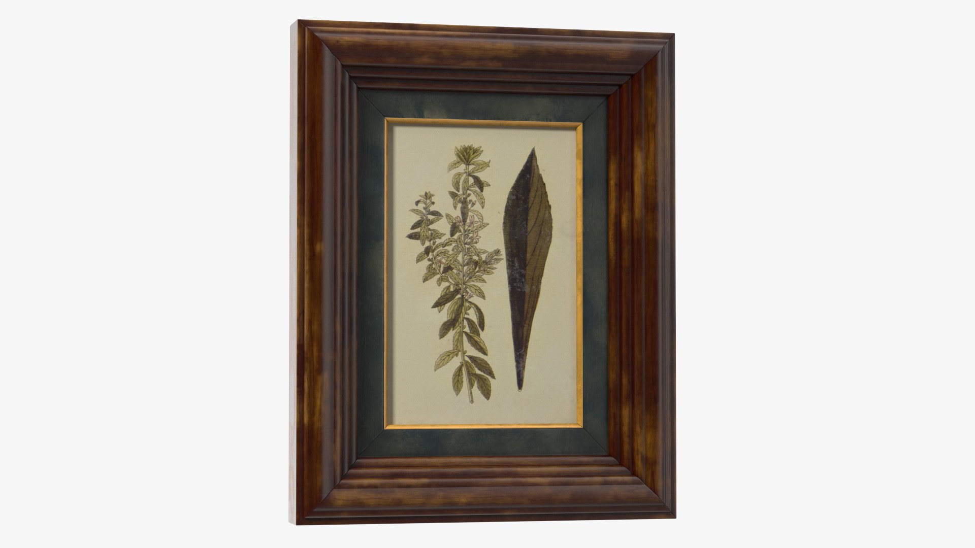 Picture Frame Dark Wood with Gold 3D model preview
