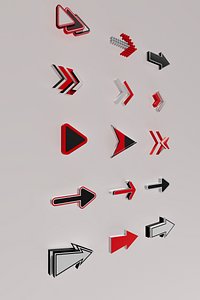 3D Arrow icon stylized product 15 pack collection ui logo Texture 2