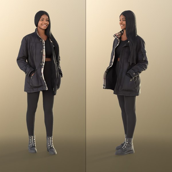 11411 Micaela - Young Black Woman Standing 3D model