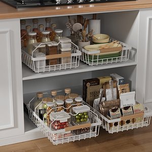 Realistic Kitchen Cabinet Organizer Set - Pull-out Baskets  Groceries