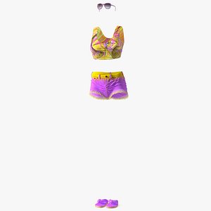 3D Beach Style Shorts and Blouse model