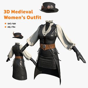 3D Medieval Women Outfit Tutorial OBJ FBX