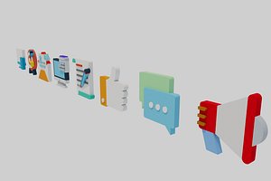 Flat cartoon business UI 1-8Pack logo collection seo 3D