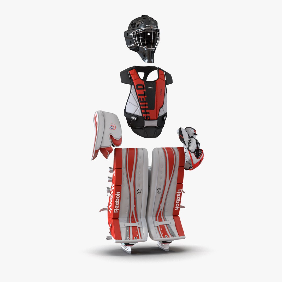 Hockey Goalie Protection Kit Red 3 3D Model 3D model preview