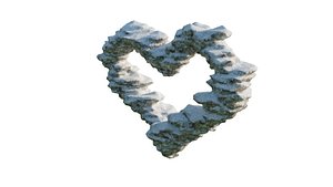 3D Ice and snow heart winter terrain for garden and lanscape