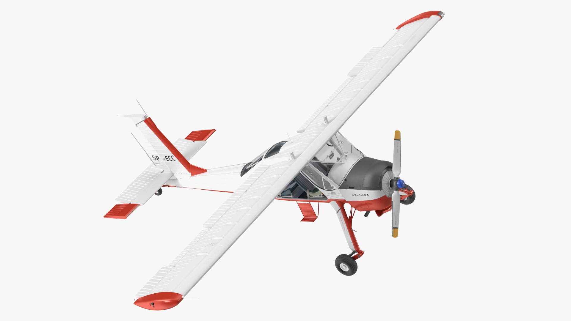 Utility Airplane PZL 104 Wilga White Rigged for Cinema 4D 3D model preview