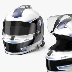 Professional Race Helmet with Blue Accents