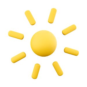 3d Shining sun with rays icon