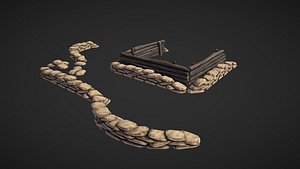 Sandbags and fortifications Lowpoly RTS