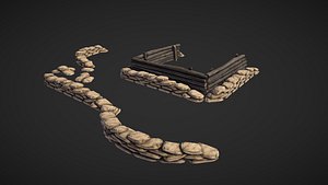 Sandbags and fortifications Lowpoly RTS
