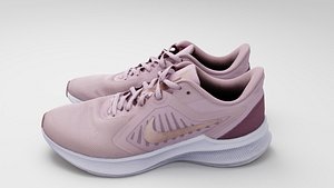 Pair of running womans shoes pink sneakers sport outdoor footwear 3D model