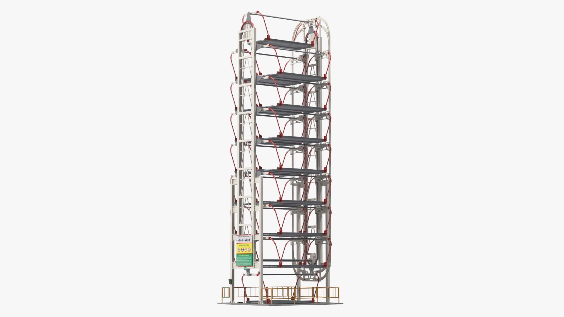 16 Place Rotary Car Parking Lift System 3D model preview