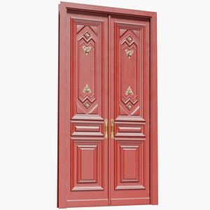 3D model Exterior Entrance Front Door Red Wood