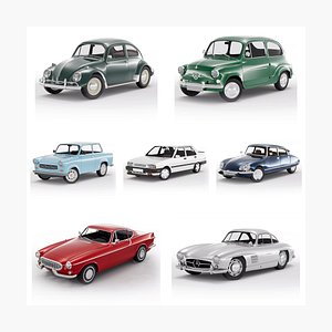 European Classic Cars Pack - 8 Car Models Bundle