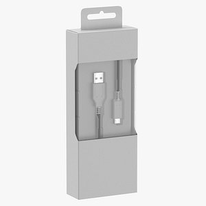Charging Cord Package Type 02 Blank Box and Generic Label 3D