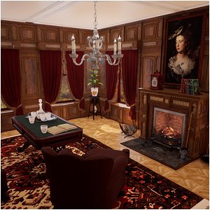 Victorian living room interior 3D model