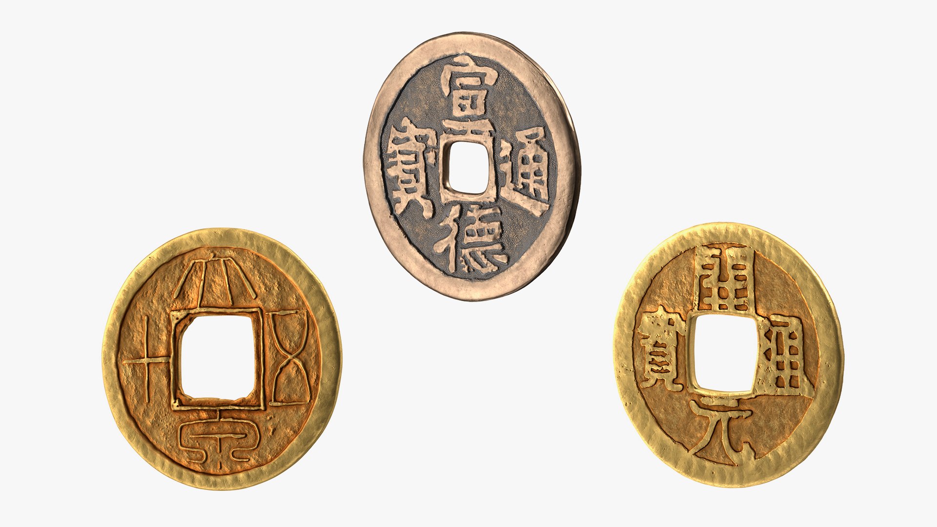 Ancient China Coins Collection Model - TurboSquid 1783746