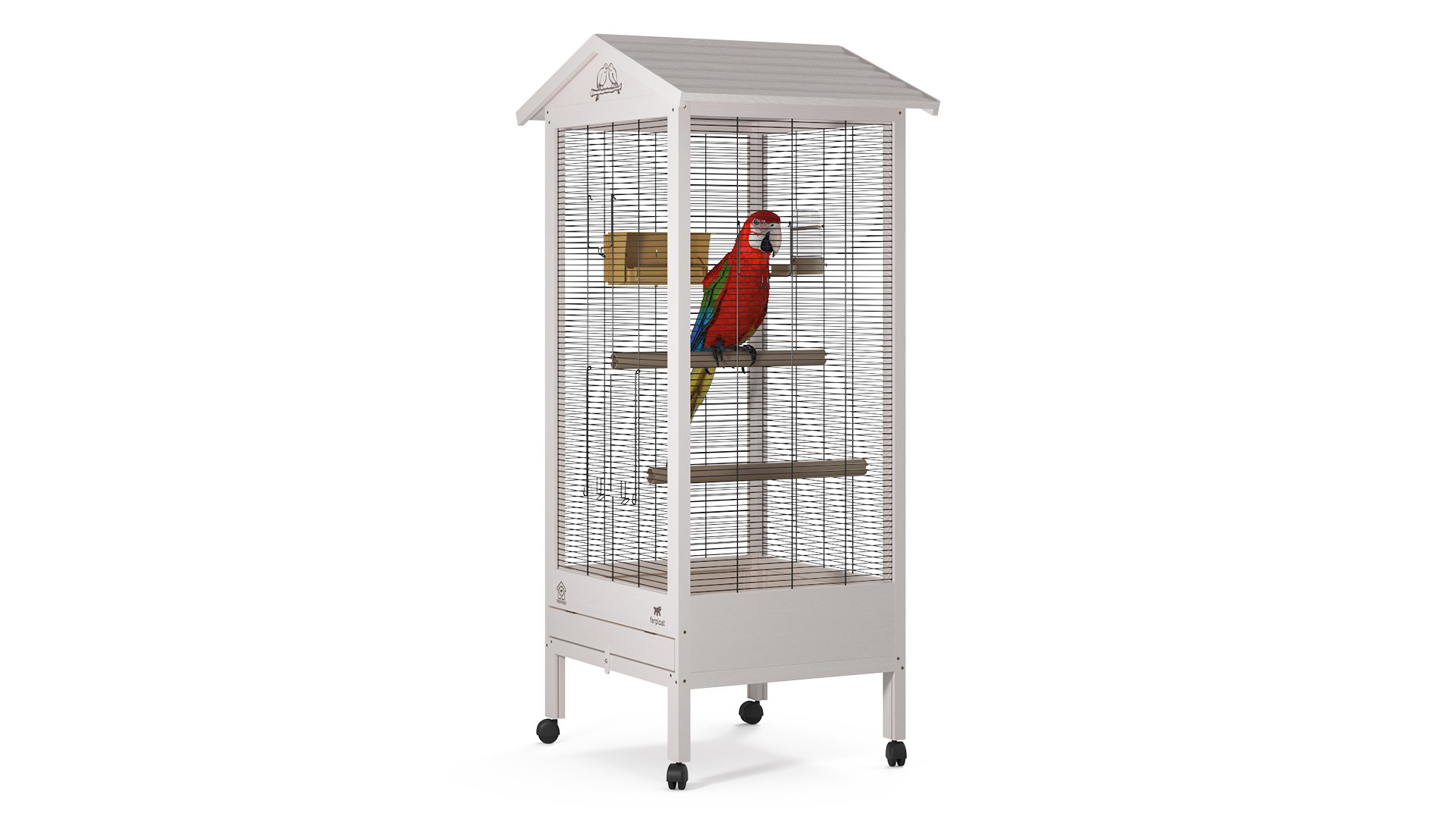 Bird Cage with Parrot 3D model preview