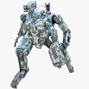 Rigged Sci-Fi Combat Mech Exoskeleton Suit - Green Protective PBR