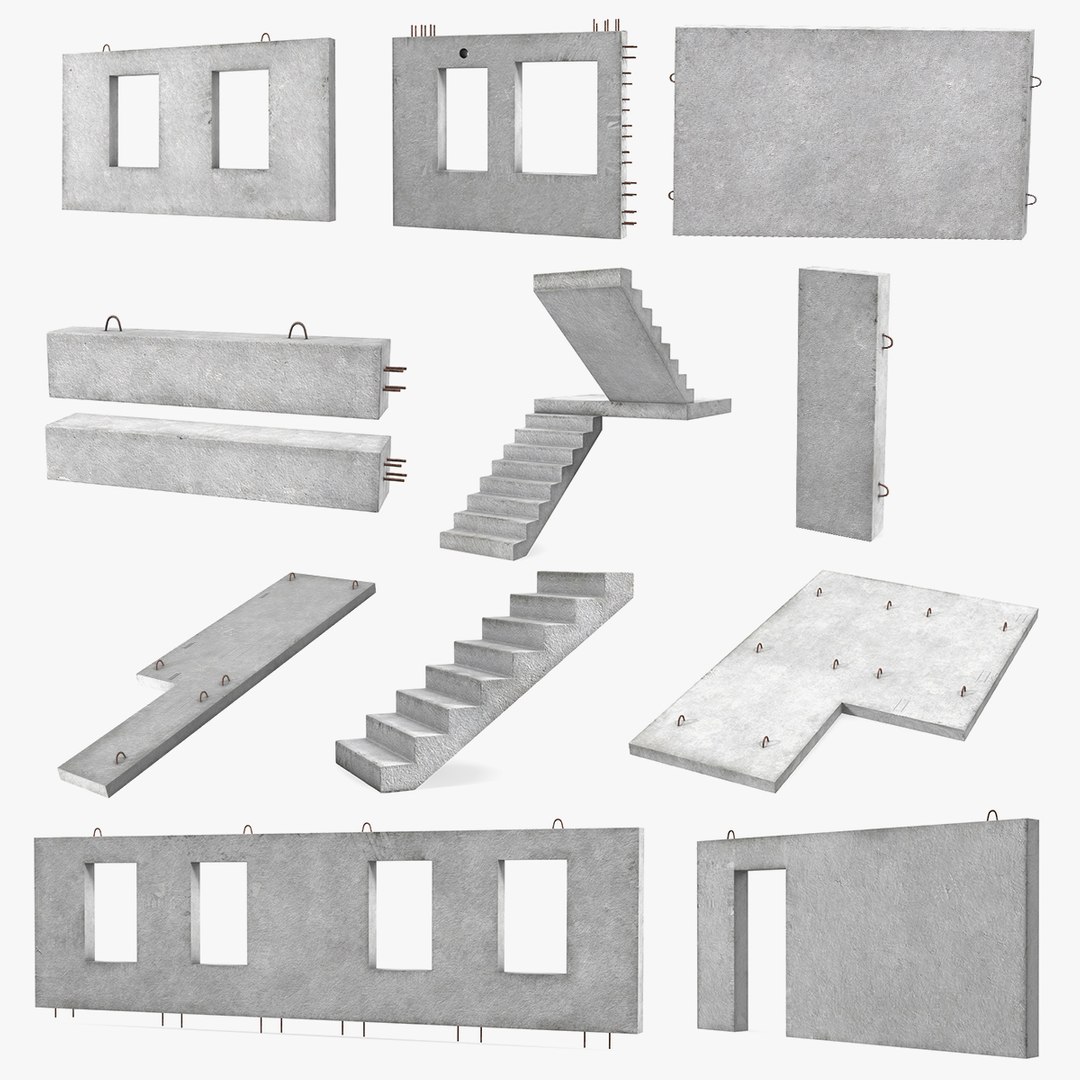 Precast Concrete Panels Big Collection 3D model preview