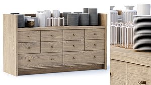 Mira restaurant cabinet with dishes V1 by Bpoint Design 3D