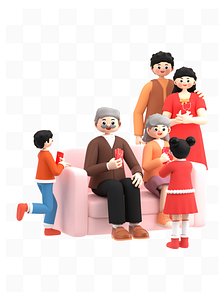 Spring Festival New Year Family 3D model
