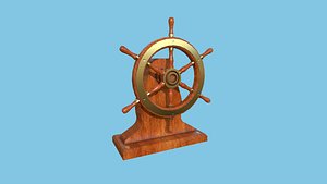 Pirate Ship Wheel 02 - Gold Luxury - Helm Interior Parts 3D model