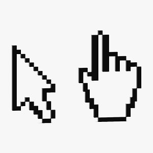 Mouse hand and arrow cursor icon 3D