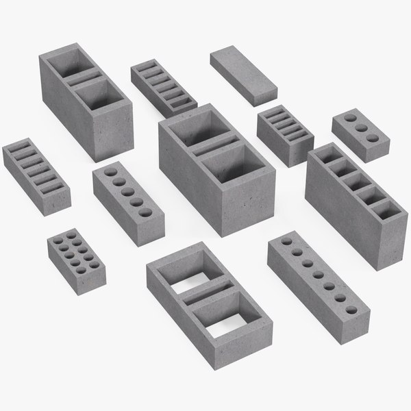modelo 3d Conjunto de ladrillos modulares de hormigón - TurboSquid 2141582