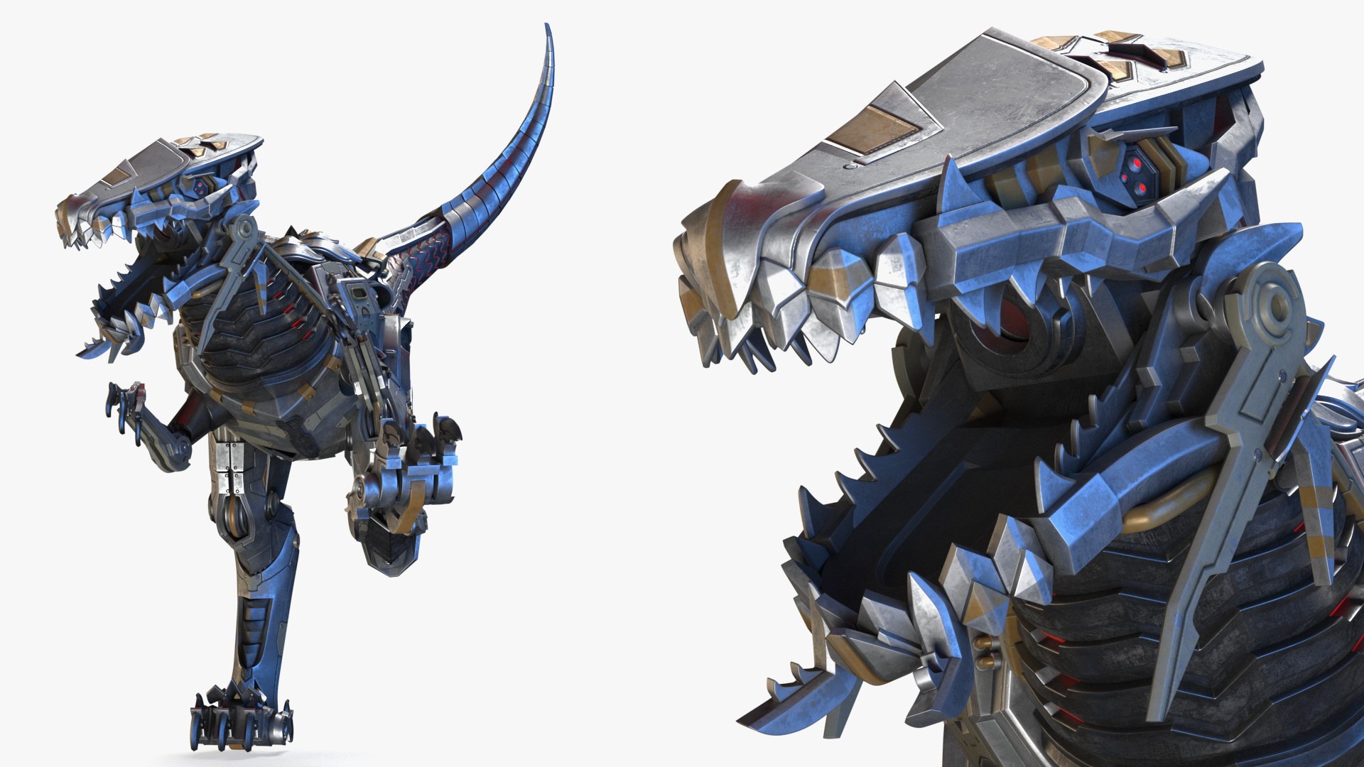 Robotic Dinosaur Rigged 3D model preview